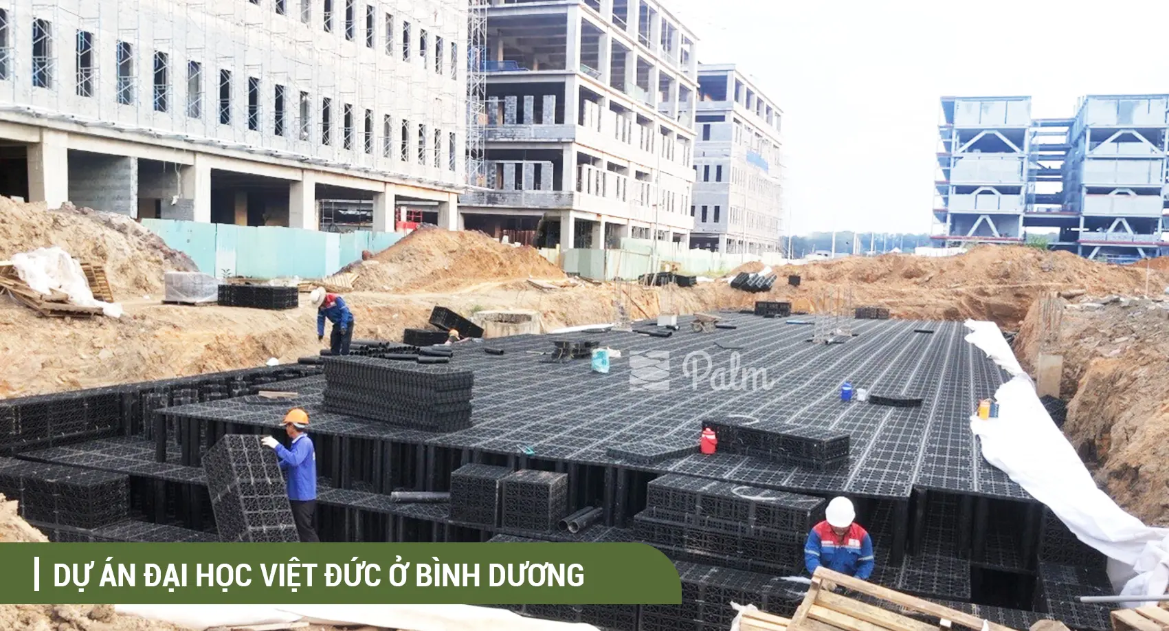Thi công bể ngầm bằng nhựa tại Đại học Việt Đức